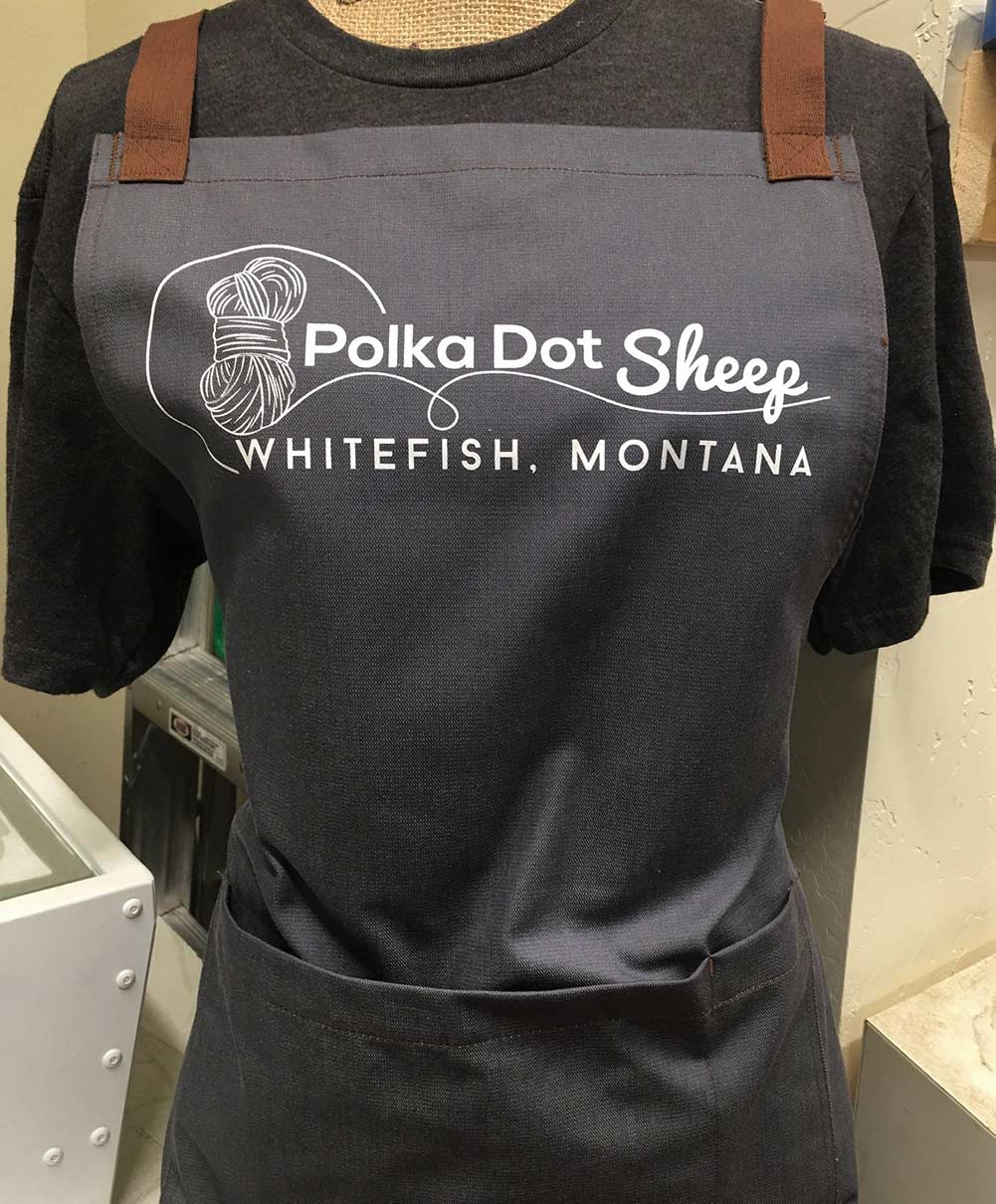 Custom apron for Whitefish business