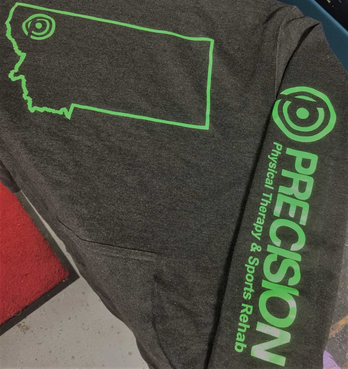 Precision Physical Therapy in Kalispell custom screen printed sweater